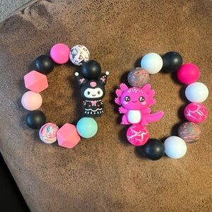 Set of 2 handmade stretchy bracelets made with silicone beads B99